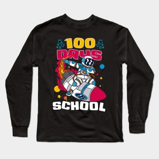 100 days of school featuring an astronaut dabbing on his rocket #3 Long Sleeve T-Shirt